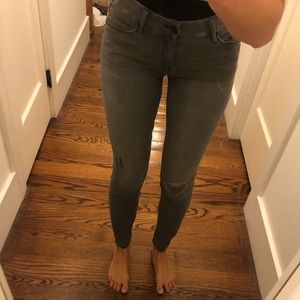 Gray Mother ripped stretchy skinny jeans